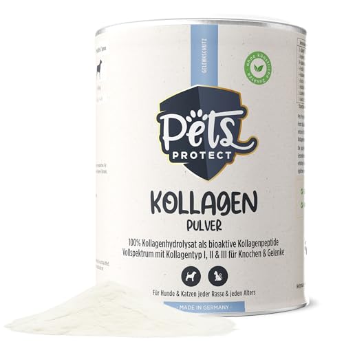 Pets PROTECT reines KOLLAGEN-Pulver für Hunde & Katzen 300 g | Gelenk-Gesundheit Hund | Kollagen-Hydrolysat aus Deutscher Herstellung | 100% natürlich | Collagen mit maximaler Nährstoffdichte