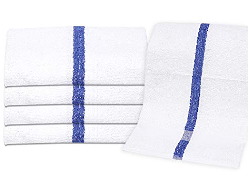 Gold Textiles Blue Center Stripe 60 Pack (22 X 44 Inches) Economy Bath Towels Lightweight Hotel Multi-Purpose Towel For Commercial And Home Use - Cotton Blend Easycare & Quick Drying #TOP1