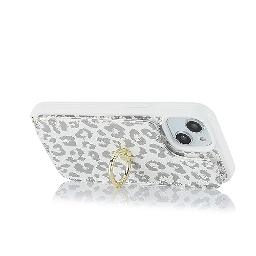Image of for iPhone 14 Plus Case with Card Holder and Strap for Women,Crossbody Lanyard,RFID Blocking,Stand Ring Kickstand,Snap Clasp,Cute Phone Wallet Cases 6.7 inch(White Leopard)