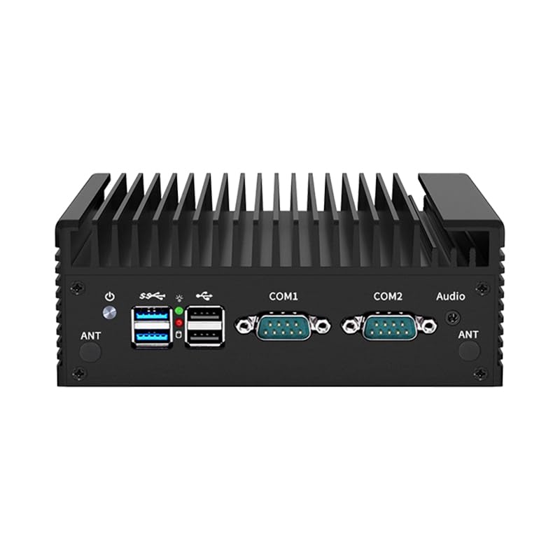 Mini PC industriale, mini PC senza ventola N100 con DDR5 1* M.2 MNVe, 4K Quad Display/USB3.0/Type-C/Win11, mini computer desktop Dual LAN WiFi/5G, GPIO, 2 RS232 COM (Switch a 2 RS485), NO RAM