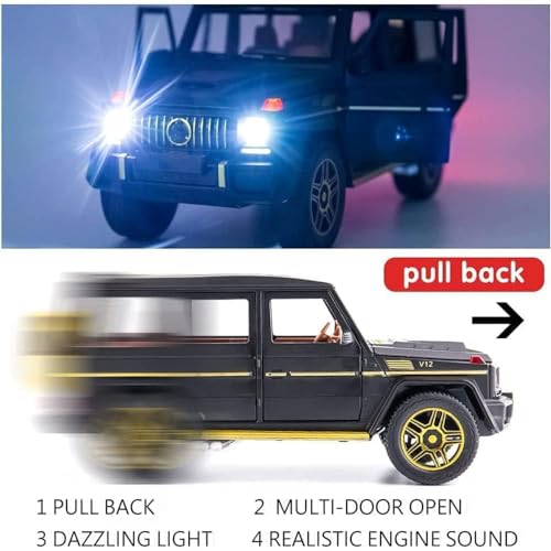 Image of SPITEN 1:32 Scale Exclusive Alloy Metal Pull Back Die-Cast Car Scale Model With Sound Light Mini Auto Toy For Kids Metal Model Toy Car With Sound And Light (Amg G63), Multicolor