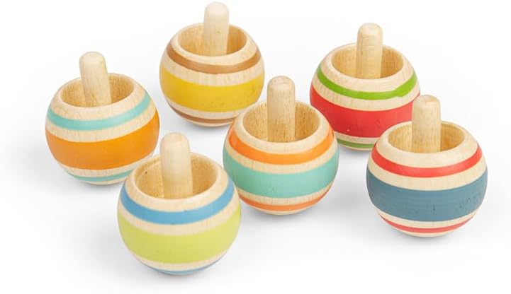 BigJigs Wooden Spinning Top Colourful Toy for Children