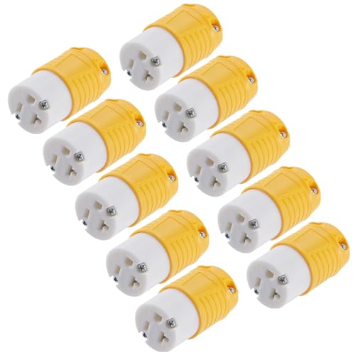Suplevel 20 Amp 125 Volt Electrical Replacement Female Plugs 10PCS NEMA 5-20R Extension Cord Female Connector Ends 2 Pole 3 Wire Grounding Industrial Grade Straight Blade Heavy Duty ETL Listed