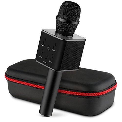 Mike, Wireless Karaoke Microphone, Handheld Portable Bluetooth Mic, Connects to Android, iOS, and Computers - Black