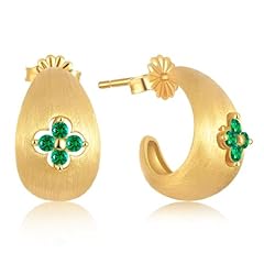 Lab Grown Emerald+14K Gold Plated