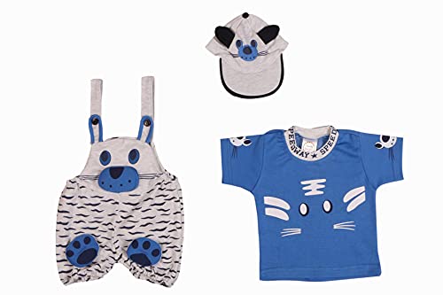 Image of Baby Boy's And Baby Girl's Dungaree Set /Romper Set with T-Shirt And Cap