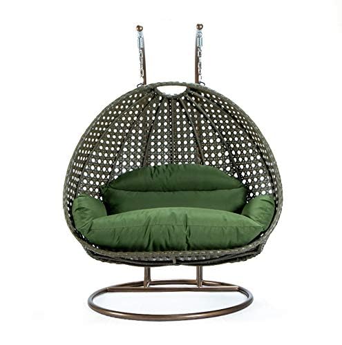 OUTLIVING Double Seater Swing Chair with Stand for Outdoor Indoor Balcony Garden Hanging Basket Chair Swing Jhula with Cushion for Patio Terrace Living Room Relaxing Chair for Home Green (Dark Green)-image-45