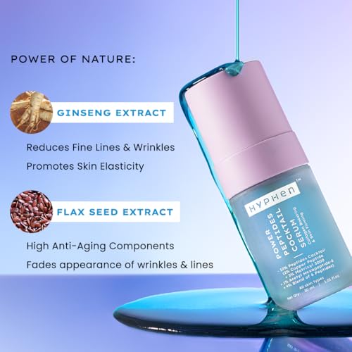 Hyphen 10% Power Peptide & 2% Copper Peptide Serum| Advanced Anti-Aging Formula | Reduces Fine Lines & Wrinkles | Glowing Skin | Face Serum For Men & Women | All Skin Types - 30ml