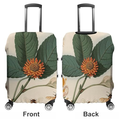Vintage Botanical Bee Illustration Luggage Cover, Washable Elastic Suitcase Cover Protector Fit 18-32 Inch Luggage3