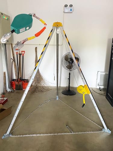 SRNSAEB Rescue Tripod and Winch 1200LBS/ 1800LBS/ 2600LBS, Heavy Duty Confined Space Tripod for Sewer Well Pipelines, Portable Stretchable Firefighting Rescue Tripod (Size : 1800LBS)