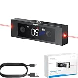 eSynic Portable Digital Angle Finder with Laser IP54 Waterpoof Digital Inclinometer 2 Backlight LCD Display Aluminium Alloy Rechargeable Laser Level Tool With Cross Leveling Line(Laser Level Class II)
