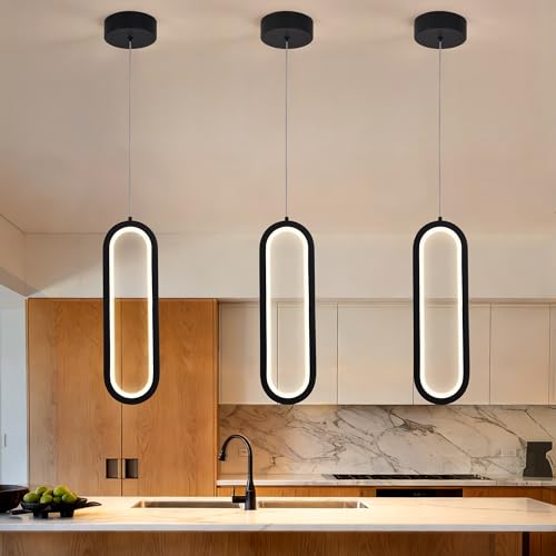 Leadtek Modern Kitchen Island Lighting 3 Pack, Dimmable Pendant Lights