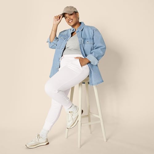 Amazon Essentials Women's Cotton Fleece Jogger Sweatpants with Drawstring (Available in Plus Size), White, X-Small - image 7