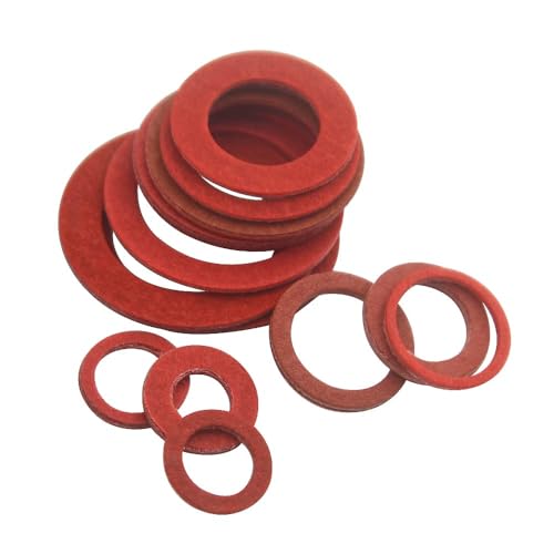 BGTXINGI 150Pcs 14 Größen Fiber Flat Washer Roter Stahl Papier Isolation Flat Washer Isolation Dichtung Spacer Sortiment Kit für Klempner Automobil Allgemeine Reparatur