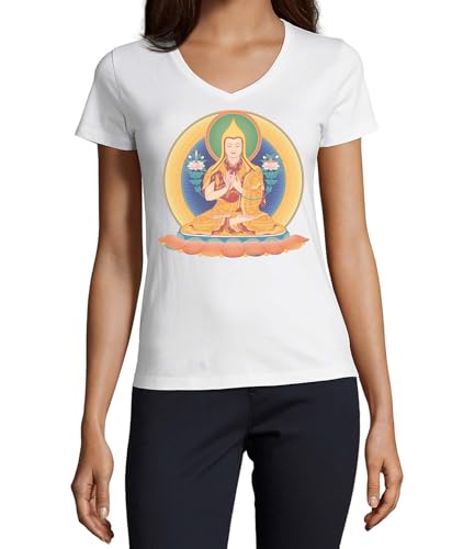 T-shirt col en V coton femme blanc XXL - Art spirituel zen