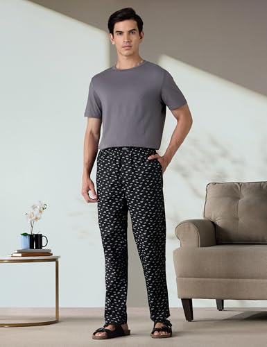 Image of Amazon Brand - Symbol mens 100% Cotton Pyjama /Lounge Pants |Regular Fit | Printed | Available in Plus Sizes