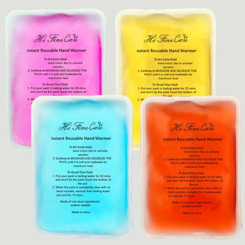 Large Reusable Heat Packs, Snap Click Hand Warmers, Long Lasting Warmth Pouch (13.59.5cm, 4 Pack)