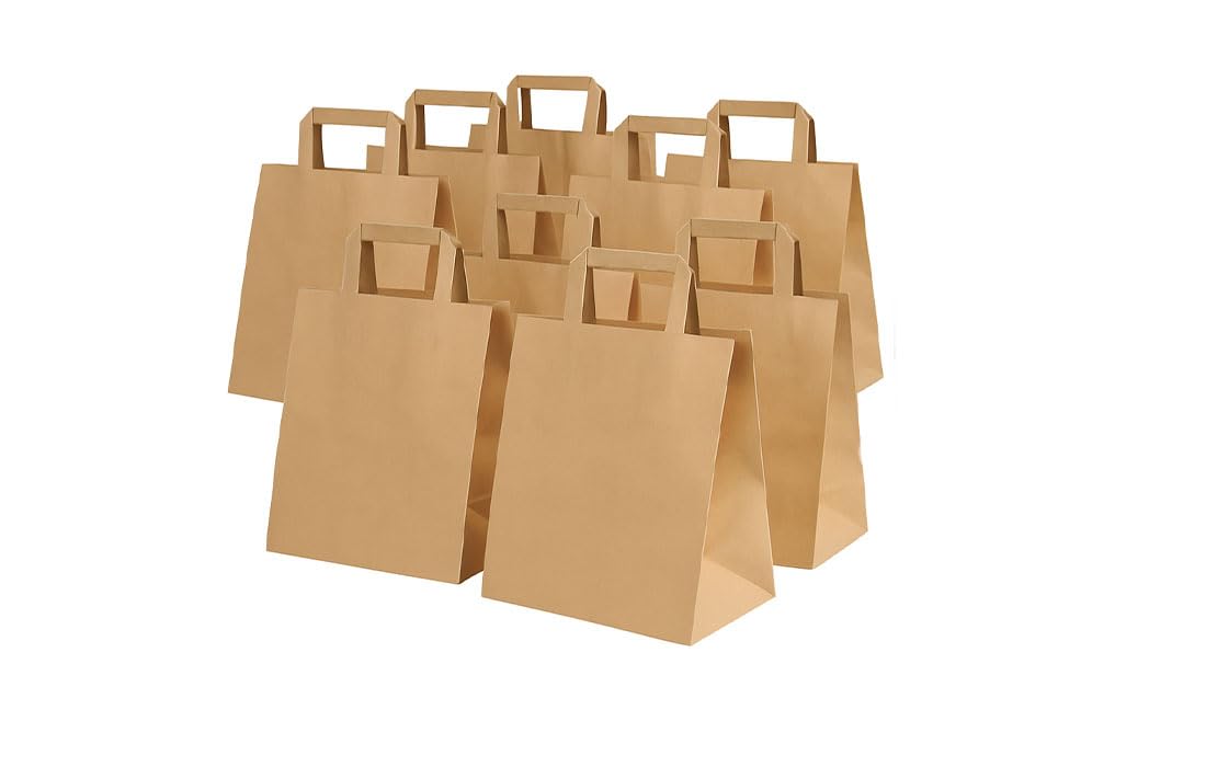 Papiertragetasche, Geschenktüten, Kraftpapiertragetasche 28+17x28 cm Braun- 250 Stück