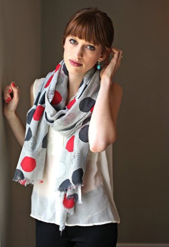 Women's Kate Red Black Gray Geo Dot Scarf Oversize Fashion Shawl #TOP4