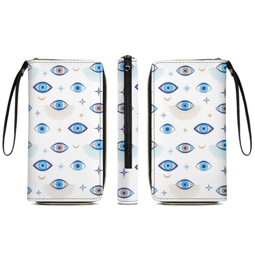 TQD Evil Eyes Womens PU Leather Long Purse Wallet with Card Slots Wristlet Handbags3
