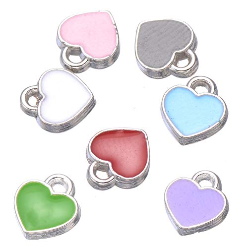 Mscftfb 70 Pieces Mini Heart Star Jewelry Charms Heart Star Shaped Enamel Pendant Dangle Charms For Earring Bracelet Chocker Making Wine Charms Diy Gift Accessories (Heart, Assorted 7 Colors) #TOP2