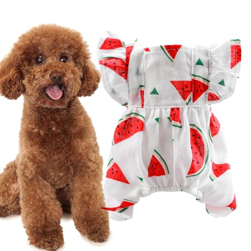 Vestido de verão para cães com estampa de melancia: adorável roupa de festa leve para caninos - pron