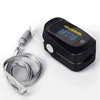 DR VAKU Professional Pulse Oximeter Fingertip, SpO2 and PR Value Waveform Perfusion Index Blood Oxygen Saturation with Sleep Monitoring Function for Sports and Home - Lanyard Included - Black