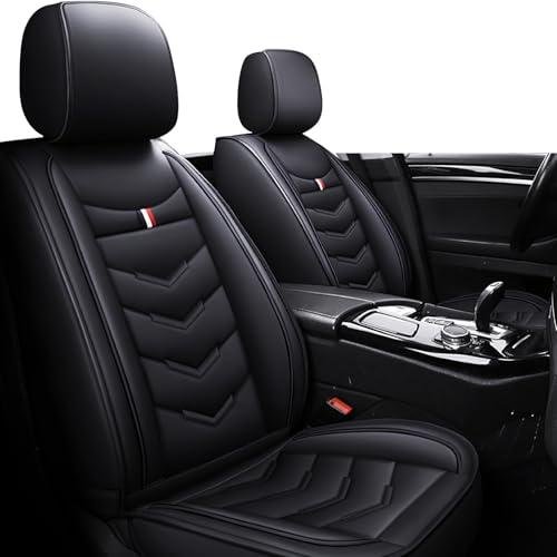 Image of Car Seat Covers Fit for GMC Terrain 2010-2026, Leather Seat Covers for Car, Waterproof Non-Slip Durable Car Seat Protector(2 Seats,Black)