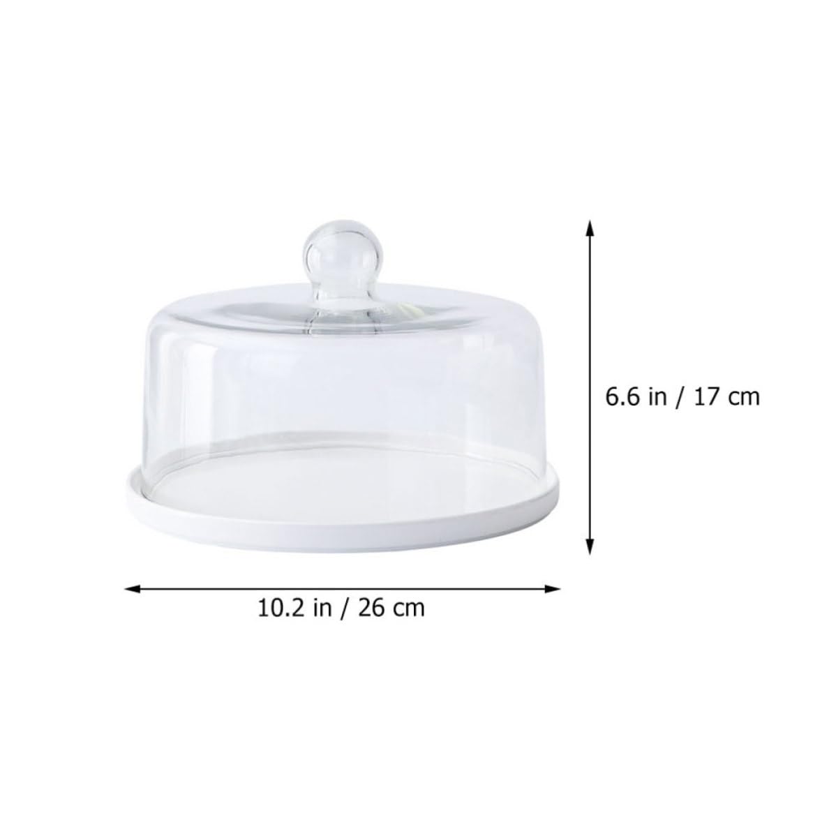 POPETPOP Bandeja para Tartas Soporte Dustproof con Tapa Transparente de Vidrio y Cerámica de Color Claro Diseño Delicado y Funcional Adecuado para Fiestas y Bodas