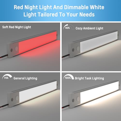 acegoo 12V LED Unterbauleuchte 470lm Wohnmobil Dimmbar 4,5W Integriertem Dimmschalter&Rotes Licht, Kabine für Boot Yacht Wohnwagen Camper Innenbeluchtung 305mm 2PCS (4000K)