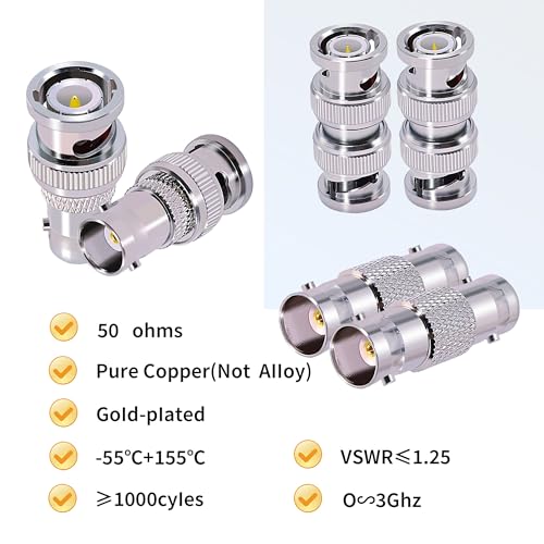 Adaptadores BNC CNARIO 6 Piezas Coaxial para CCTV miniatura 3