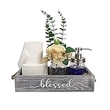 Besuerte Rustic Bathroom Decor Box, 2 Sided Words Tissue Box Holder, Over Toliet Farmhouse Wood Box,...