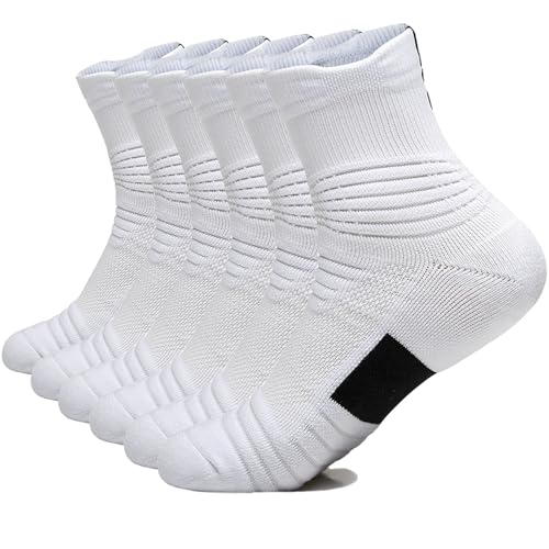 Image of 3 Pack Compression Basketball Socks Performance Cushioned Athletic Crew Sports Running Cycling Sock