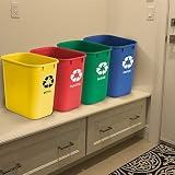 Acrimet Kosz na śmieci do recyklingu, 24 litry (metalowy/żółty, papier/niebieski, szkło, zielony, plastik/czerwony) (zestaw 4 szt.)