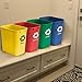 Acrimet Wastebasket Bin for Recycling, 6.75 Gallon/ 27 Quart/ 25.552 Liter (Made of Plastic) (Metal/Yellow, Paper/Blue, Glass/Green, Plastic/Red) (Set of 4)