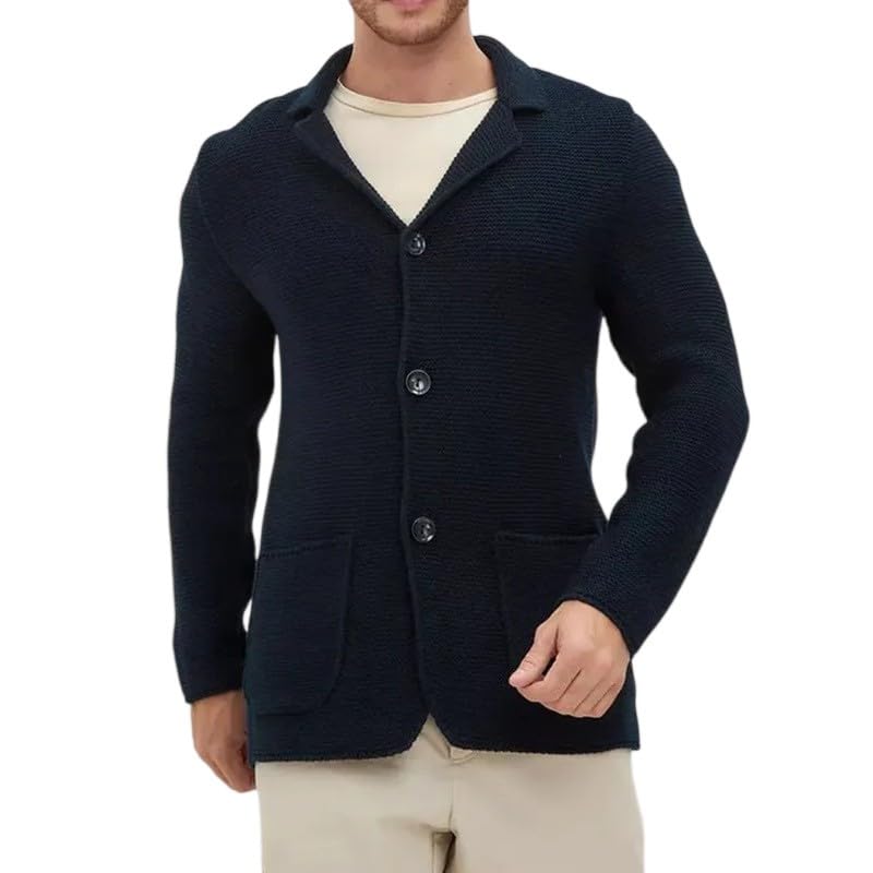 ADHOWBEW Cardigan Sweaters for Men Stand Collar Warm Fashion Casual Cable Knit Long Sleeve Big and Tall Sweaters