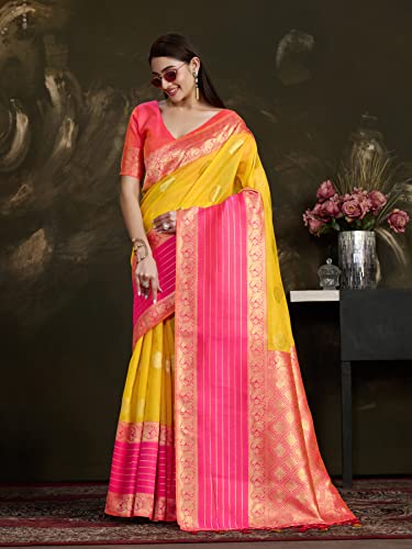 MIMOSA gold kanjivaram silk saree in art silk – image 4