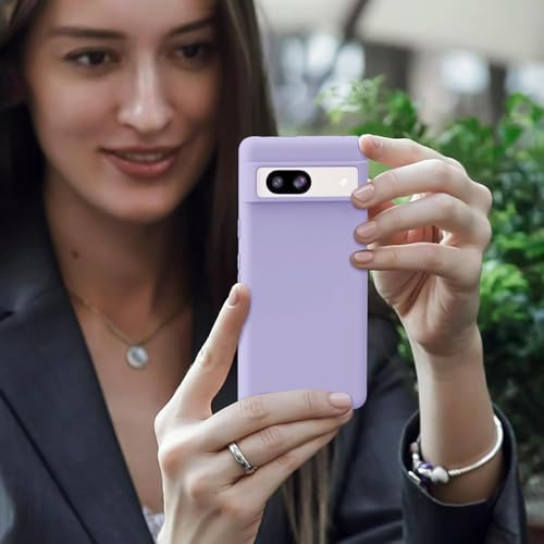 Image of MOBILOVE Back Cover Case for Google Pixel 8a | Pure Liquid Soft Matte Silicone Case with Logo and Comes with Camera and Screen Protection Back Cover for Google Pixel 8a (Purple)
