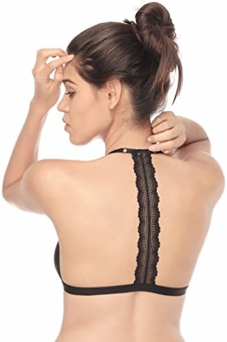 Tripetals Women Sexy Wireless Strappy No-Support Bras Adjustable Front Closure Unpadded Lace T Back Racerback Bralette (Small: 30A 30B 30C 32A 32B, Black)