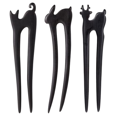 Fourchettes à cheveux en bois motif chat mignon cadeau femme