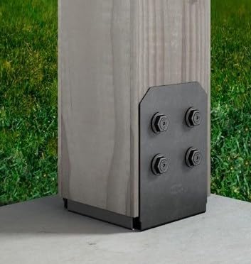 4-Pack Nominal 8x8 Post Base, 8x8 Post Brackets for Concrete, 1-Inch Standoff, Deck Post Base, Gazebo Pergola Brackets Kit – Black