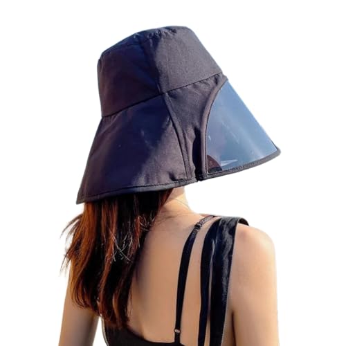 WUODHTW Sun Hats for Women Sun Goggles UV Protection Wide Brim with Neck Flap Visor Beach Hat Oudtoor Hiking Bucket Hats Black