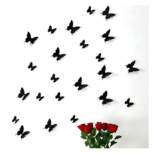 Ambiance-Live Set of 12 black 3D butterfly stickers