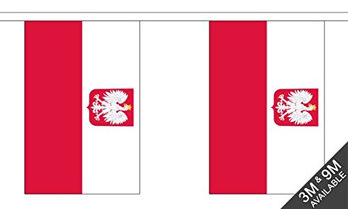 Flagtex Poland (Crest) Fabric Bunting – 9m with 30 Flags – Indoor & Outdoor Decoration – String Flags Banners Polish Central Europe Eagle Coat of Arms — image 1