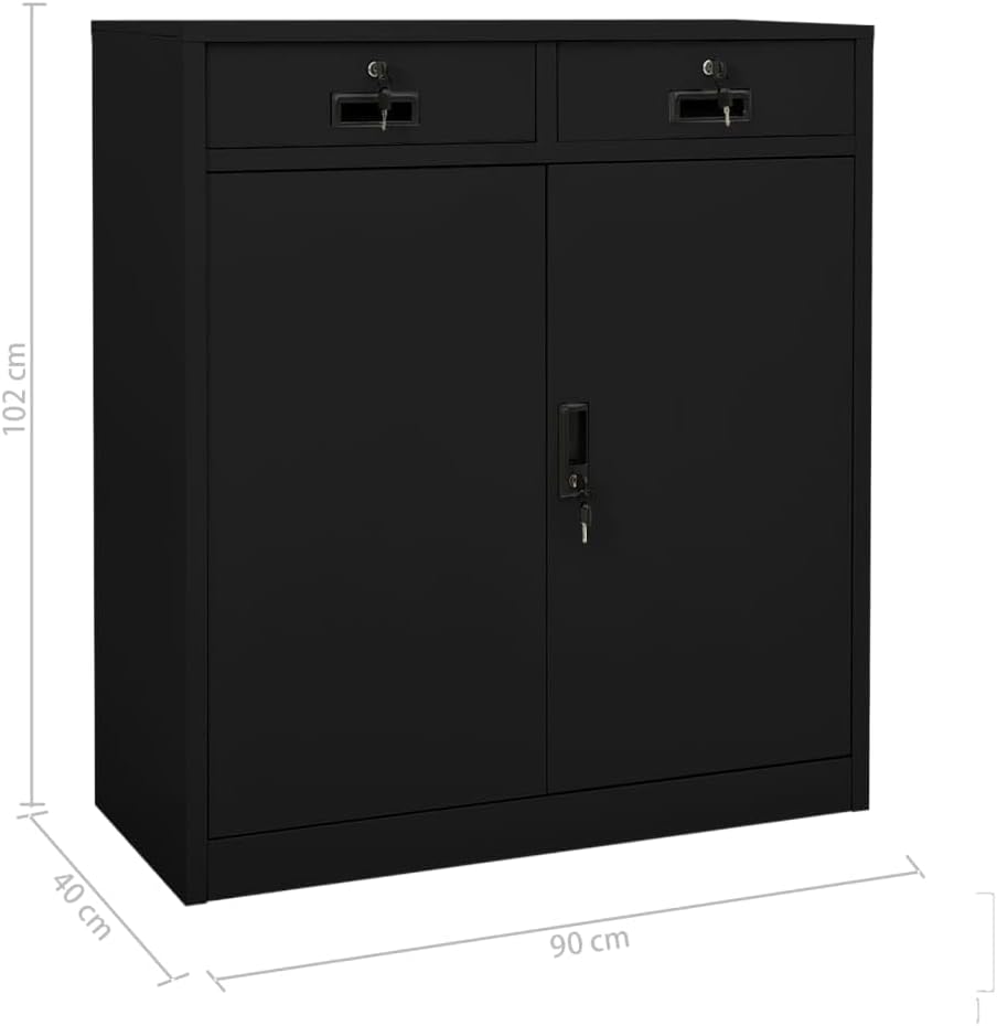 vidaXL Office Cabinet Black 35.4"x15.7"x40.2" Steel