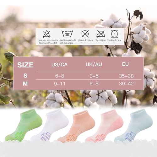 Image of YOJOOM Women Low Cut Ankle Compression Socks for Athletic Running, Hiking, 5 Pairs, Assorted Colors