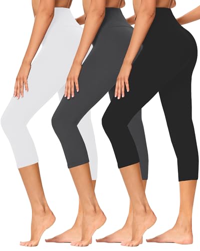 Image of GAYHAY High Waisted Capri Leggings for Women - Soft Slim Yoga Pants for Running Cycling Workout