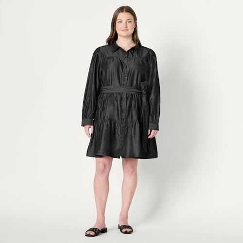 Image of Amazon Essentials Women's Regular-Fit Denim Chambray Long-Sleeve Dress