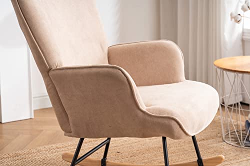 Devion Furniture Shaman Rocking Chair, Wood, Beige 26D X 31W X 37H In #TOP3