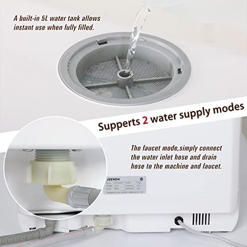 ZealWe Table Top Mini Dishwasher, Countertop Portable Dishwasher with 5 Programs, Touch Control, LED Display, Built-in 5L Water Tank, Dual Water Supply Modes with Fruit Wash Function for Home Dorm RV